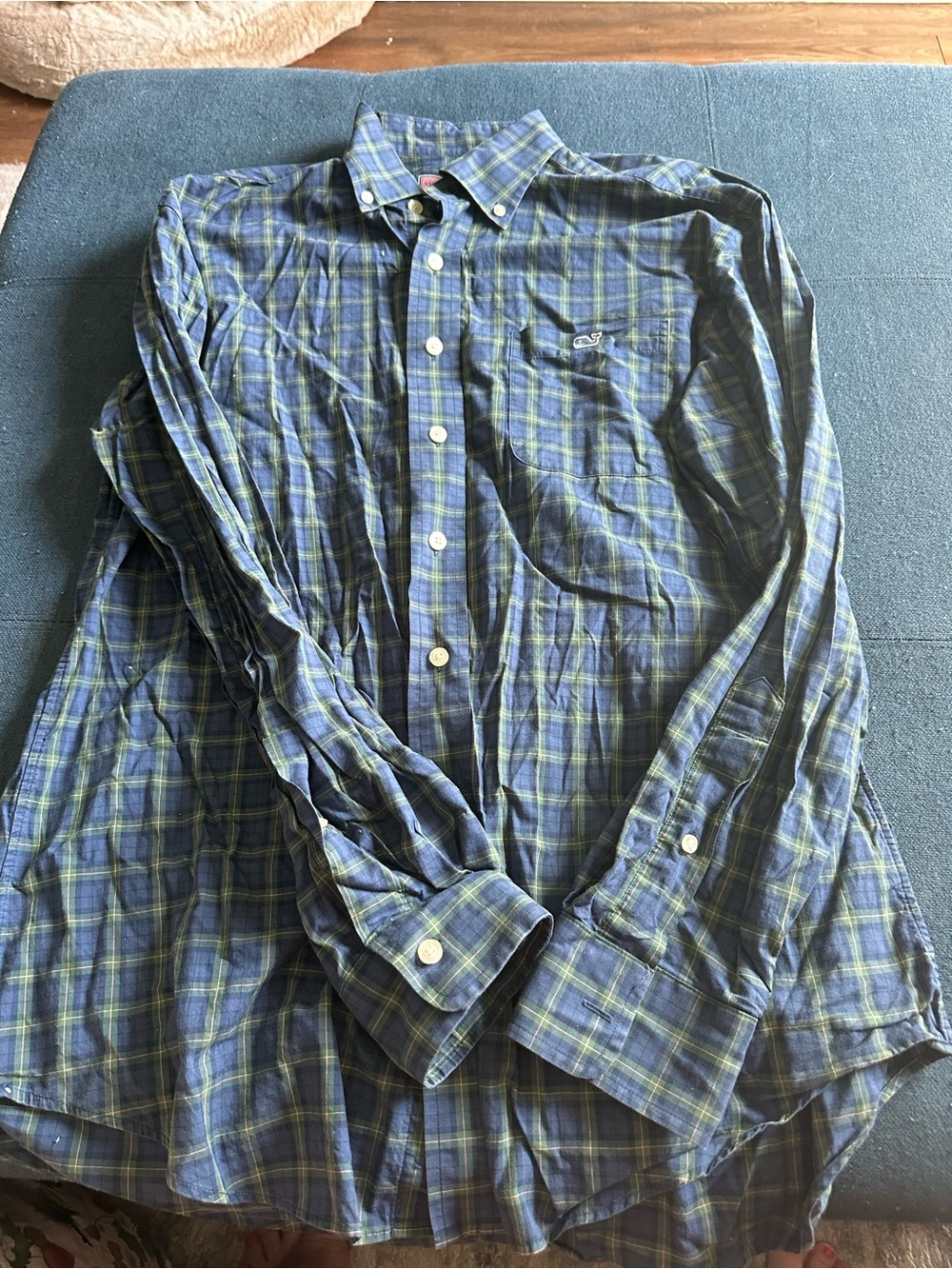 Vineyard Vines Blue & Green Plaid Button-Down Shirt